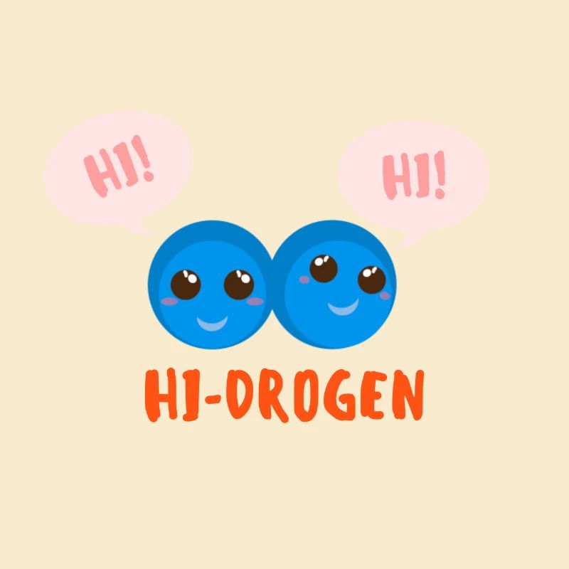 Dessin animé mignon de molécule d'hydrogène H2 dit bonjour