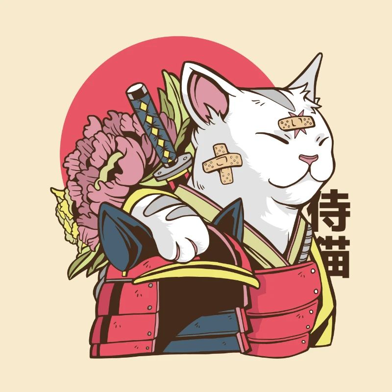 Samurai Katze - Vaporwave Katze