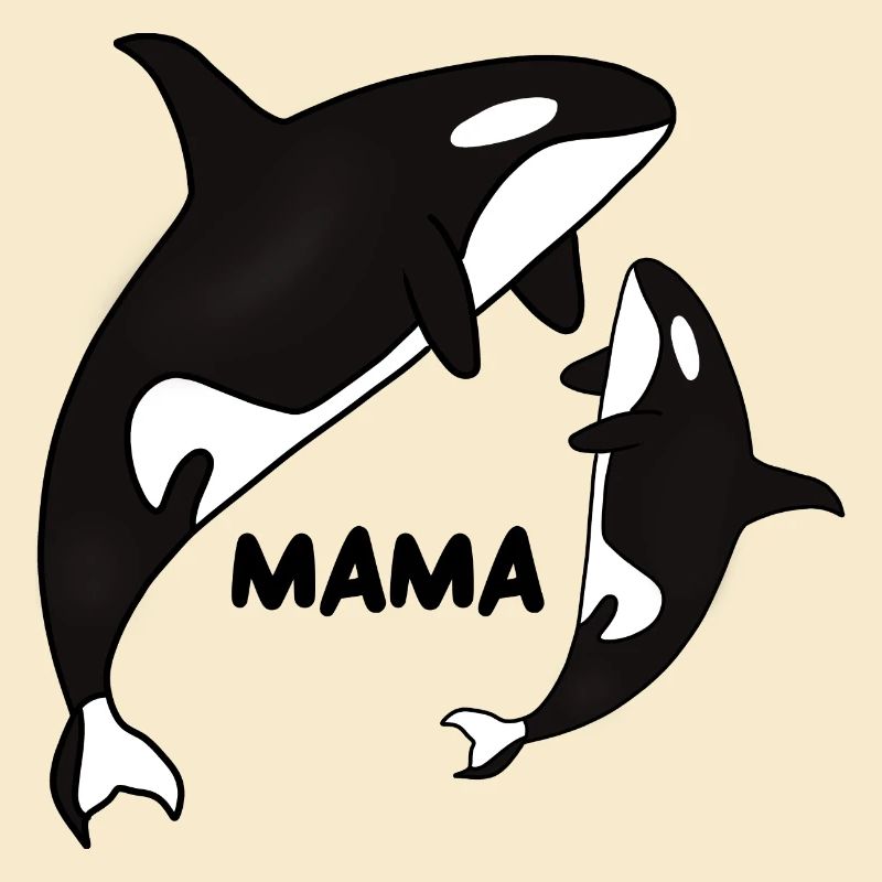 Mama Orca mit Cub, Ozean Tier, Mutter