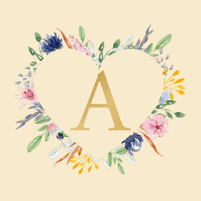 Customizable Monogram A Heart Floral