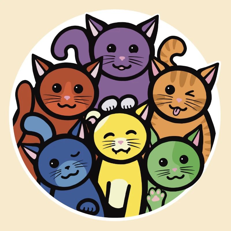 Regenbogen Katzen Rund