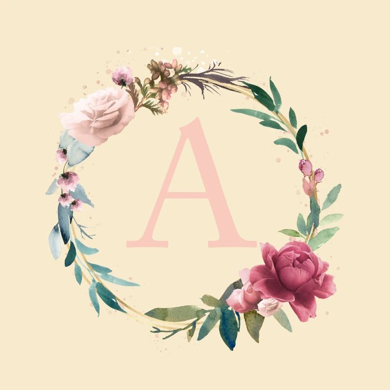 Personalisierbar Monogramm A Blumen Kreis Boho