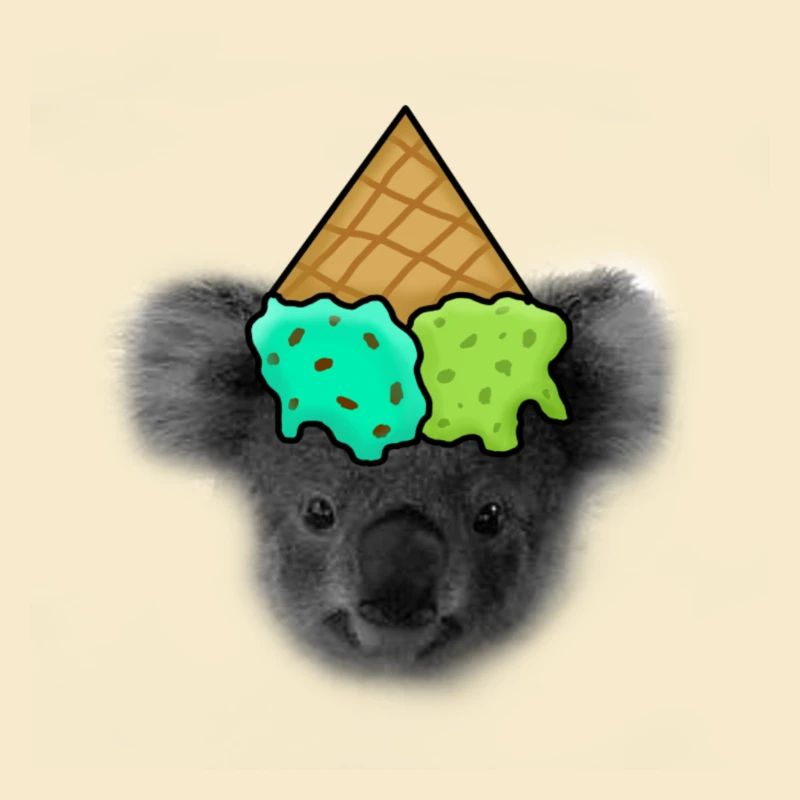 Koala mit Eiscreme als Hut