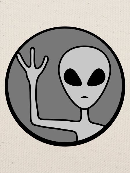 Rund Alien winkt freundlich