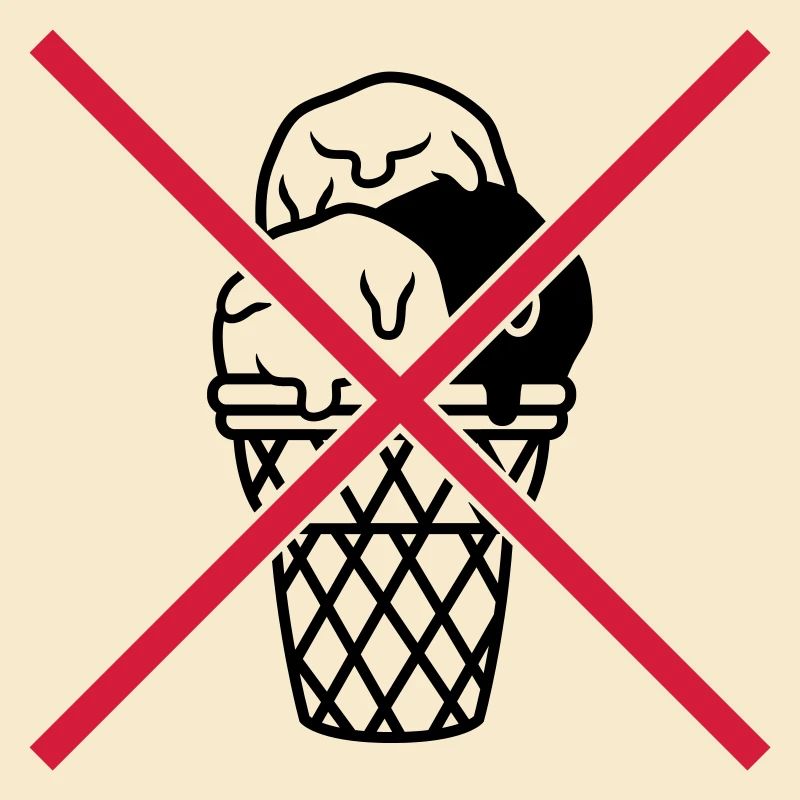 Schild keine Eiskugeln Waffel