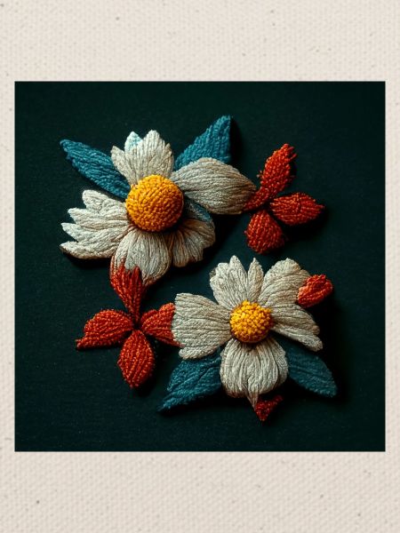 Bestickte Blumen 3d