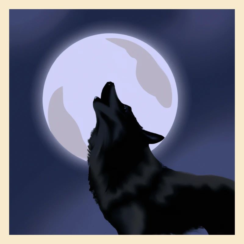 Wolf mit Mond