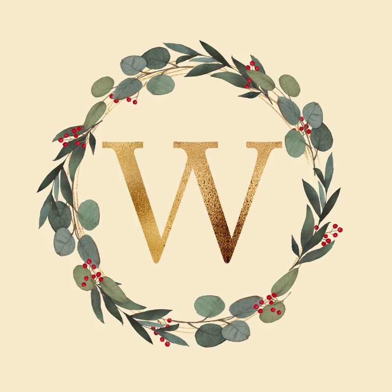 Customizable monogram W wreath