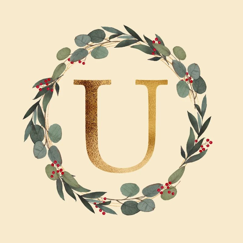 Customizable monogram U wreath