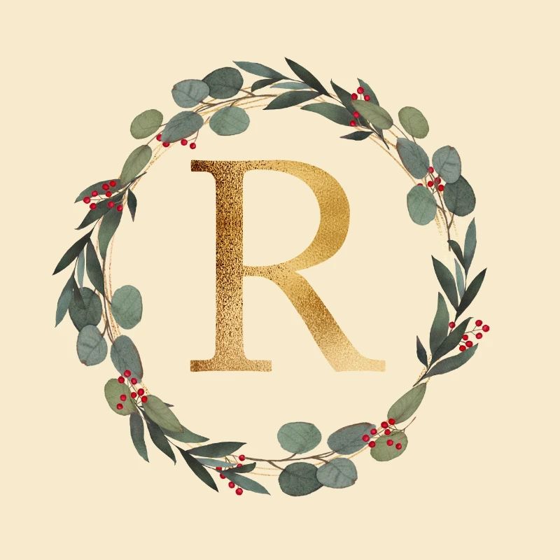 Customizable Monogram R Wreath