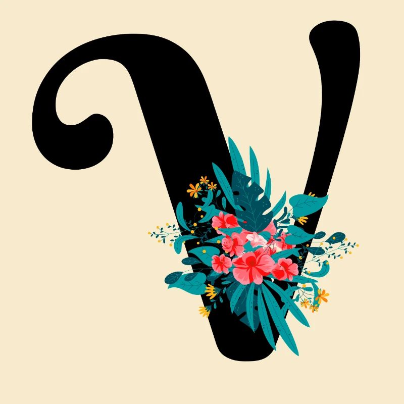 letter V flowered