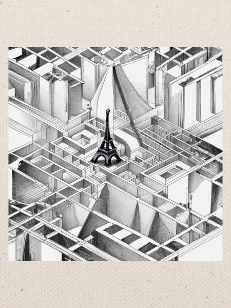 MC Escher Zeichnung des Eiffelturms