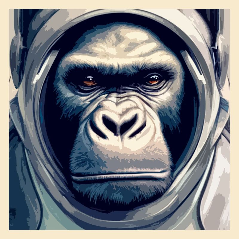Astronautenaffe, mit Raumanzug