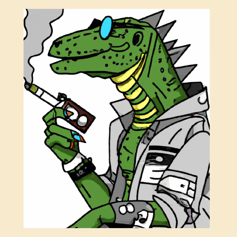 dinosaur with cigarette
