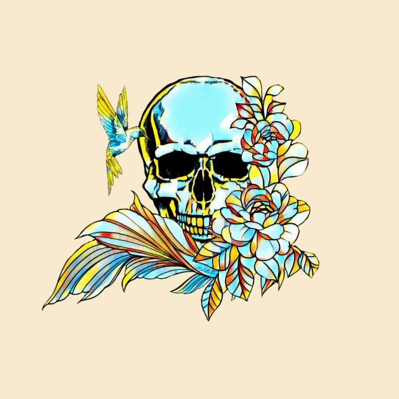 Crâne avec des fleurs cadeau coloré