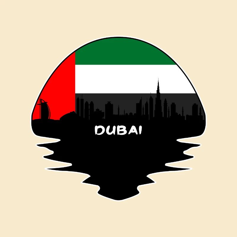 Dubaï Eau Flag Skyline Silhouette Voyage