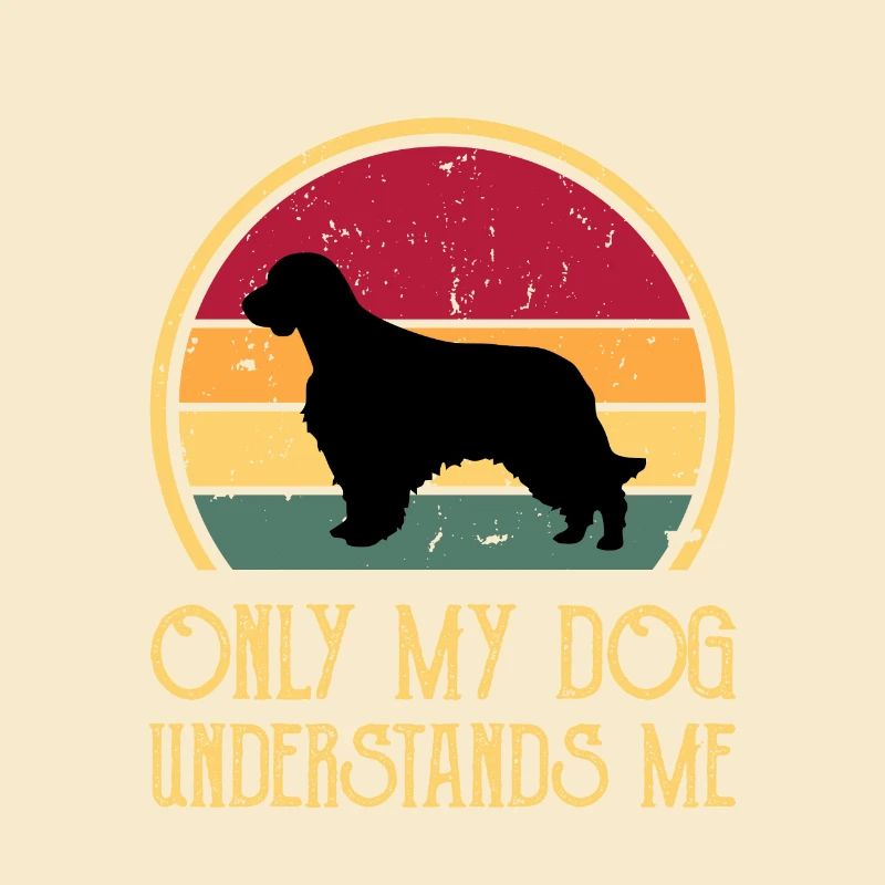 Welsh Springer Spaniel Dog Silhouette Retro Sunset