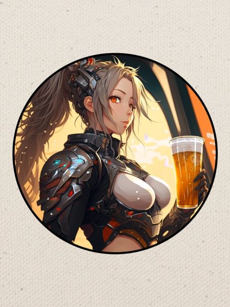 Cyborg Girl mit Bier