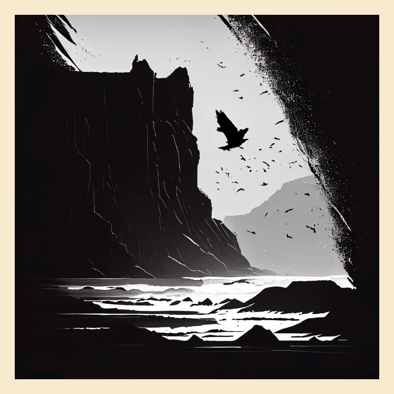 rough sea with cliffs