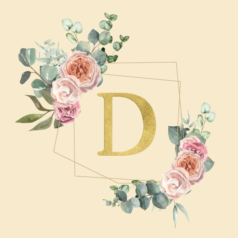 Personalisierbar Monogramm D Floral