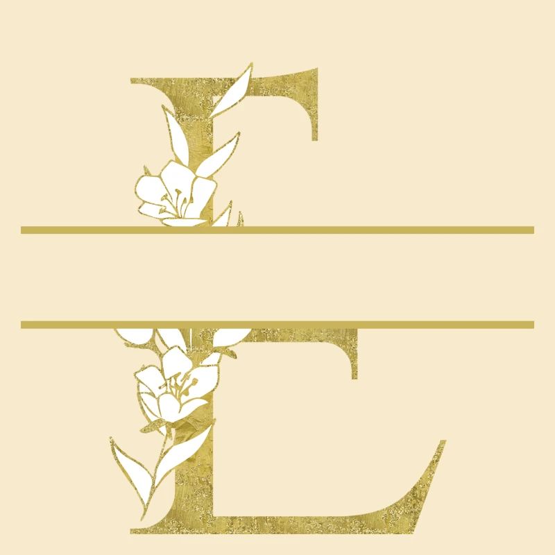 Personalized floral golden letter E