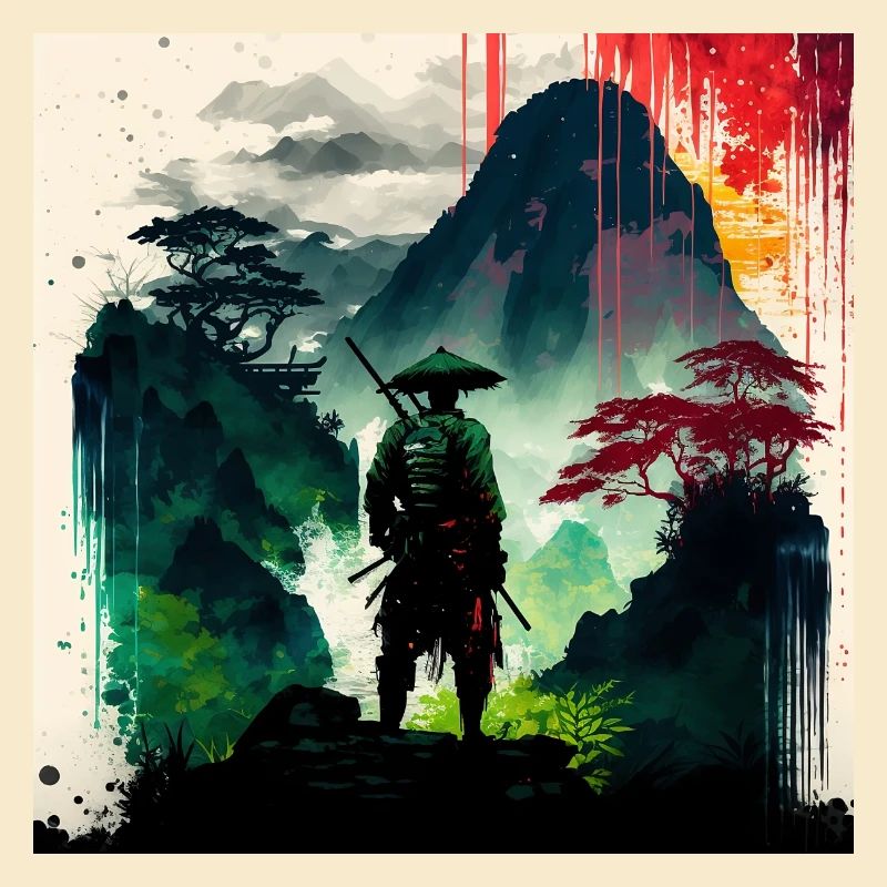 Samurai-Wassermalerei