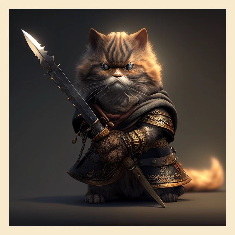 Chat samouraï avec épée
