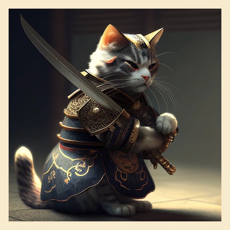 Cat Samurai with Sword