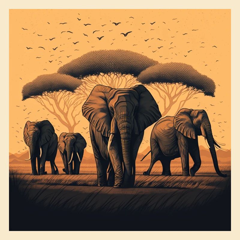 Peaceful Elephant Herd Gift
