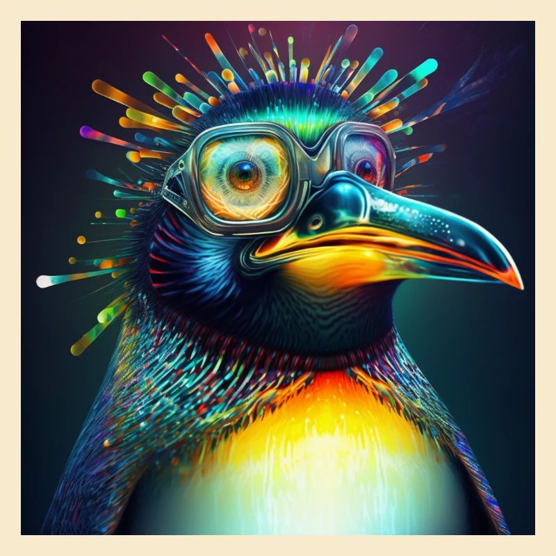 Farbiger Pinguin mit Brille, einzigartiges Design