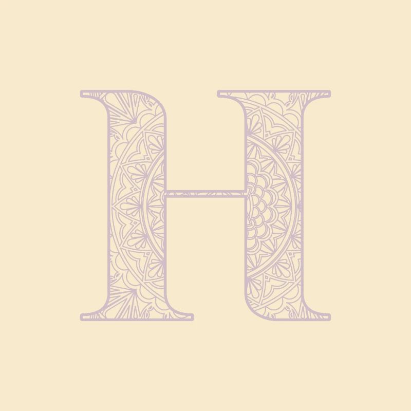 Mandala Monogram Initial in Dusky Pink - Letter H