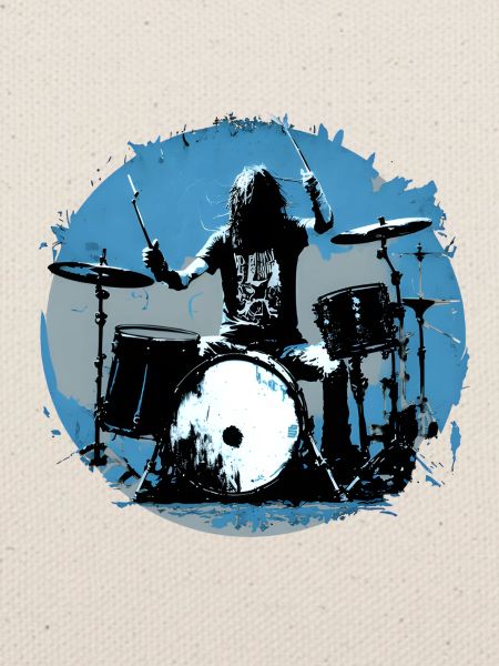 Drummer crazy blue