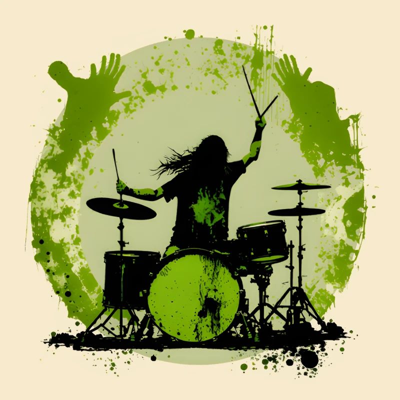 Drummer crazy green