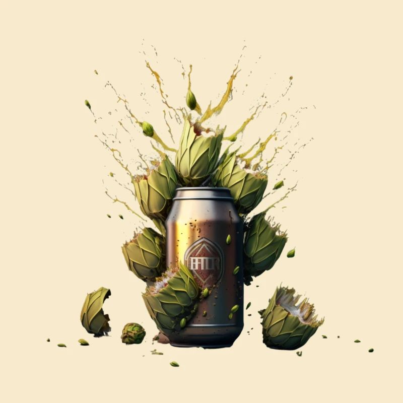 Bière artisanale - Explosion du houblon dans la canette de bière