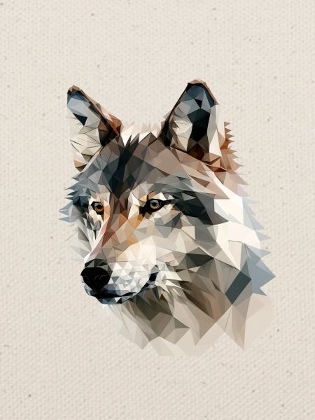 Ausdrucksstarker Polygon-Wolf – Wildtier
