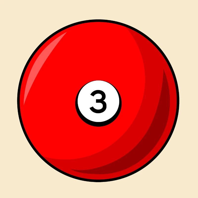 Billardkugel 3 rot Billard drei