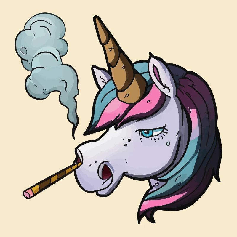 Einhorn raucht Zigarette