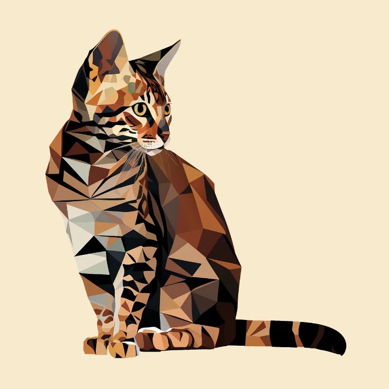 Bengal-Katze im Polygonstil – Geometrisch