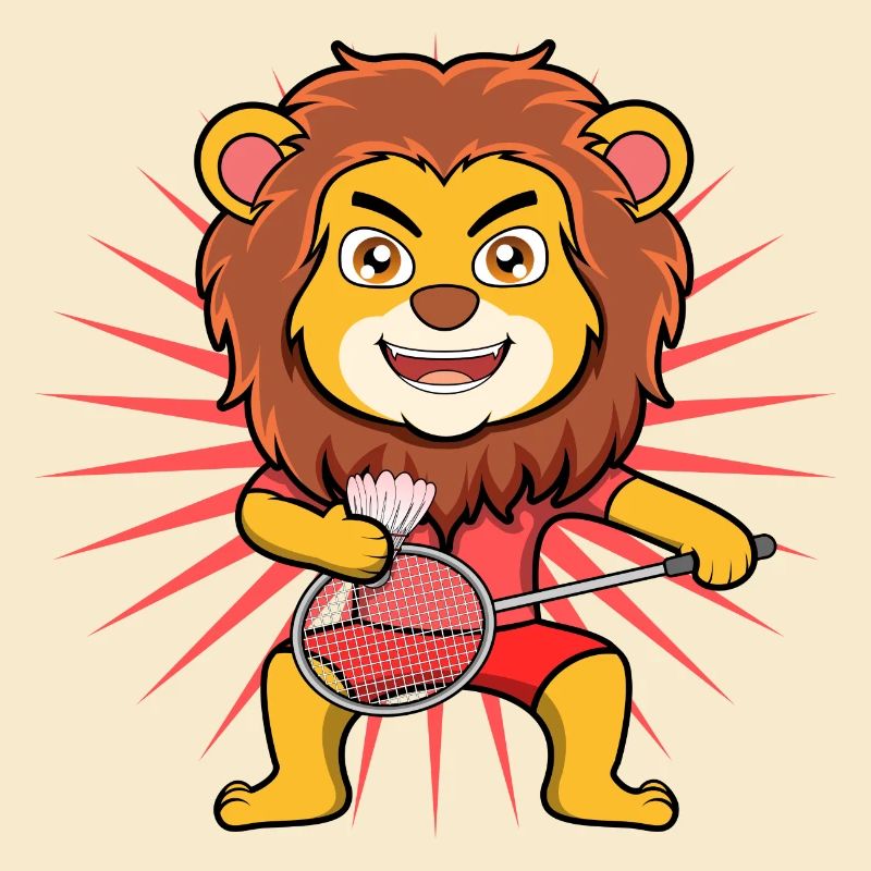 Netter Löwe, Badmintonspieler, ironischer