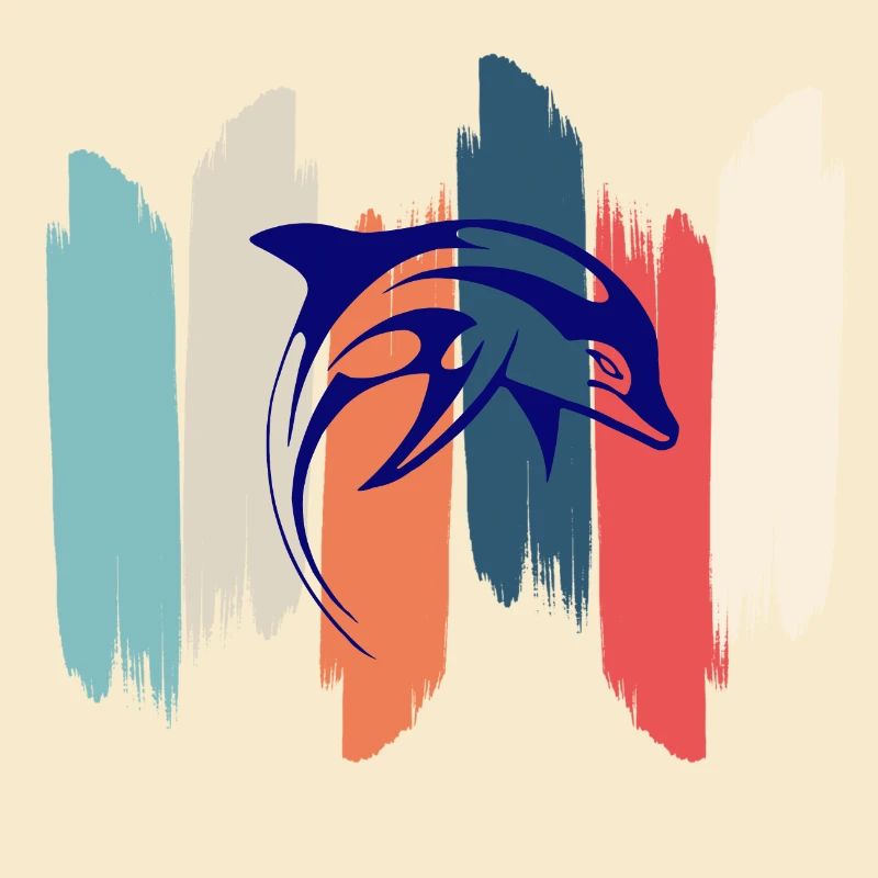 Retro rainbow dolphin