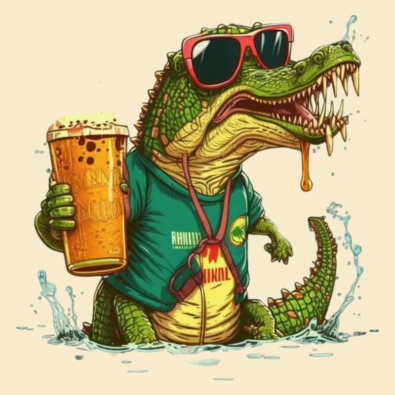 Cooles Krokodil mit Bier