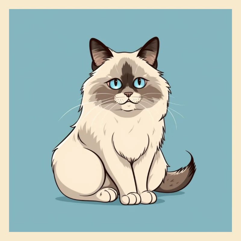 Porträt einer Ragdollkatze Comic Cartoon
