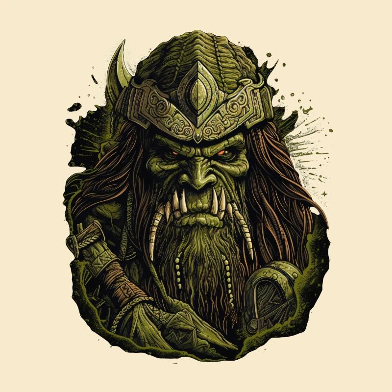 Dynamisches Artwork: wilder Greenskin-Krieger.