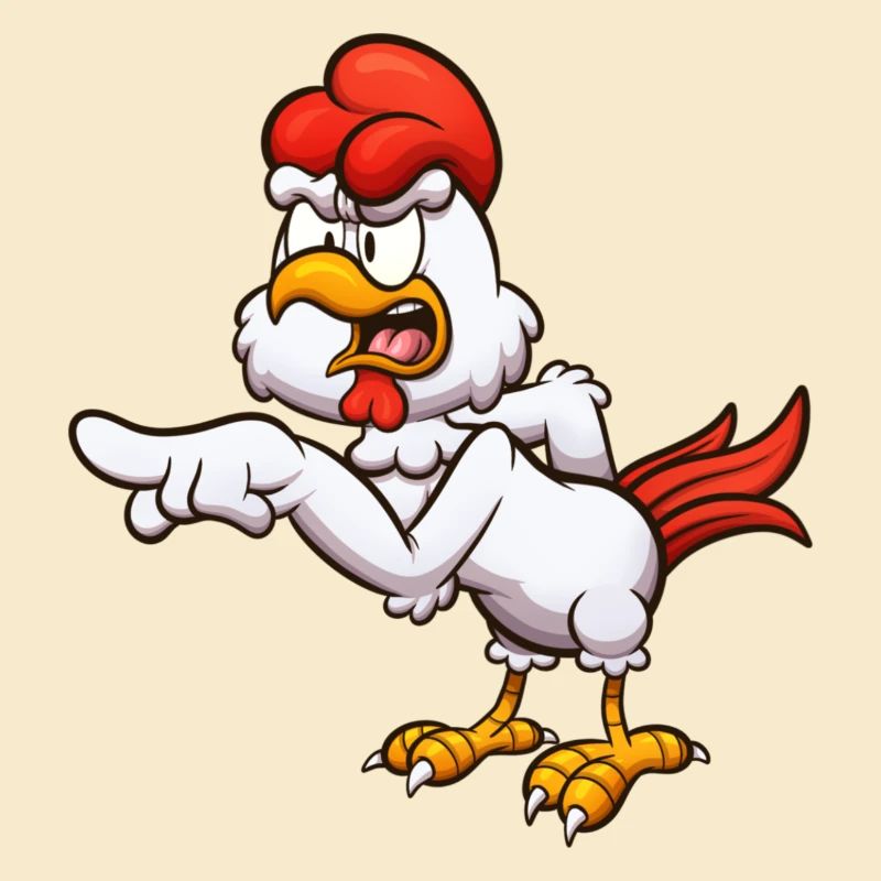 Poulet de dessin animé avec attitude