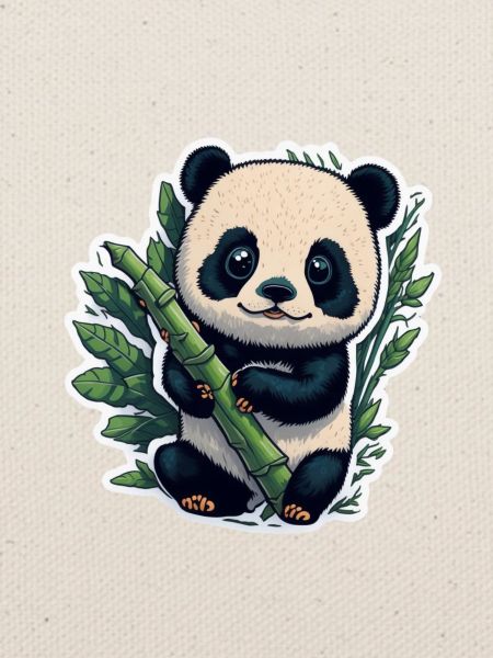 Cute Panda with Bamboo