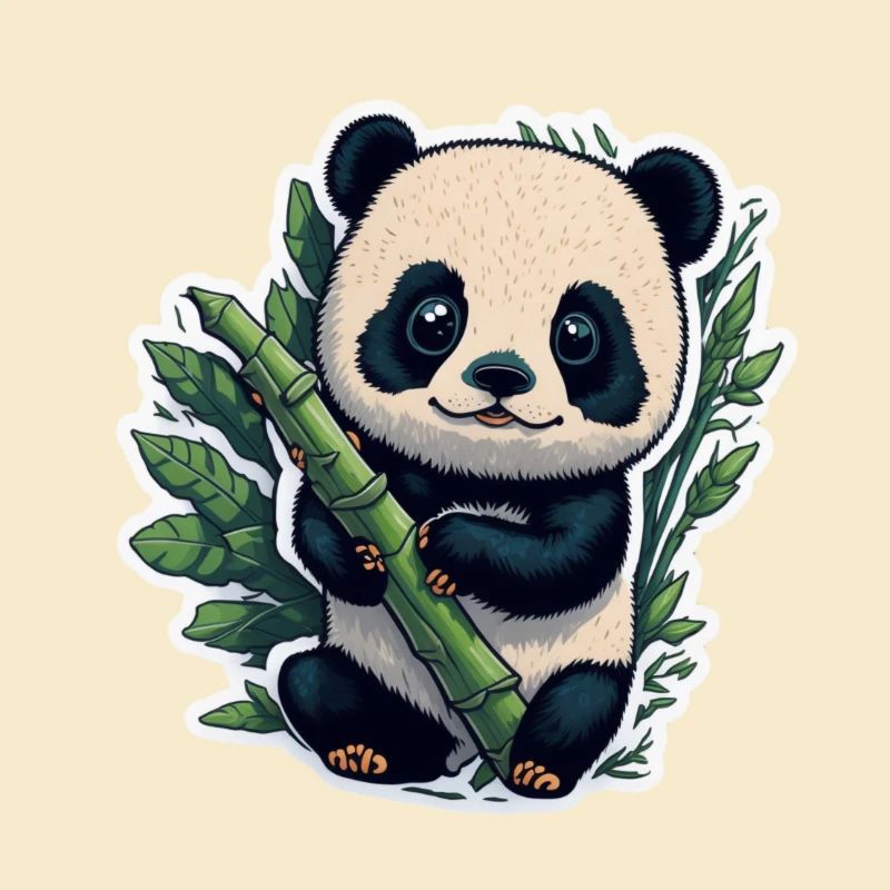 Panda mignon avec bambou