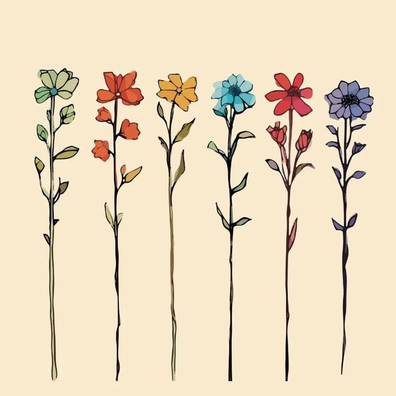Serene lineare Blumenkunst
