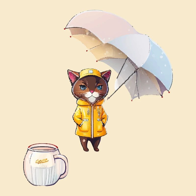 Drôle de chat et de café
