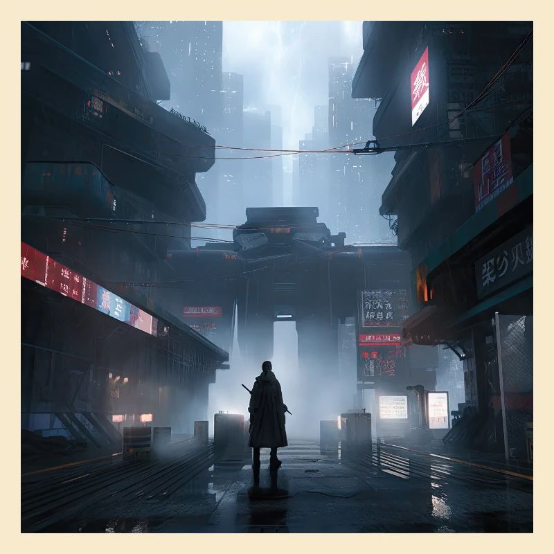 Shadow Ronin: Samurai-Silhouette im Regen