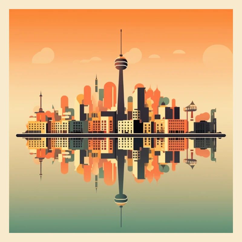 Düsseldorf Skyline Abendrot